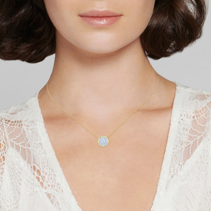 Sunburst Diamond 18KY Pendant Necklace - 0.50ct