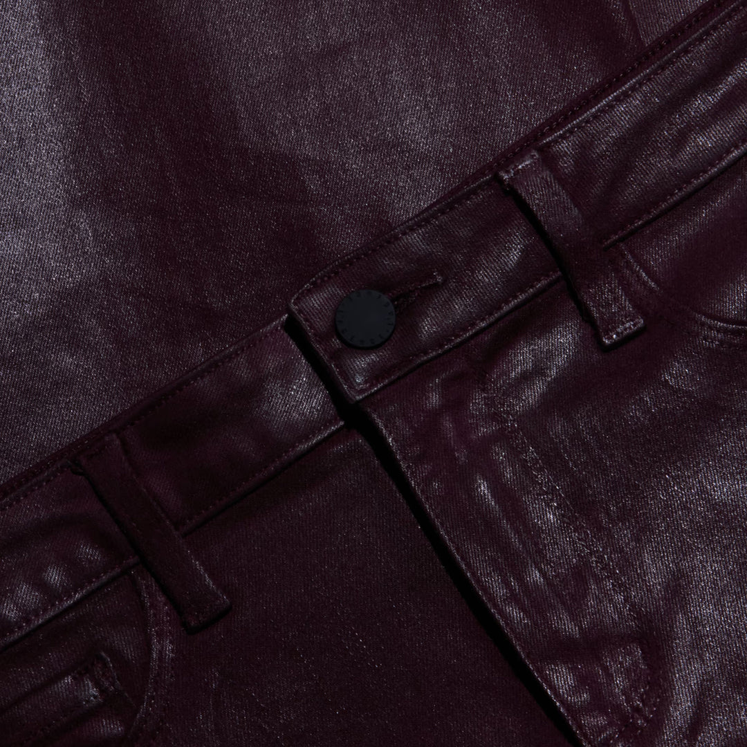 Clayton High Rise Wide Leg in Deep Sangria Coated