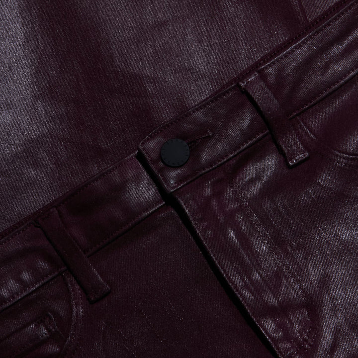 Clayton High Rise Wide Leg in Deep Sangria Coated