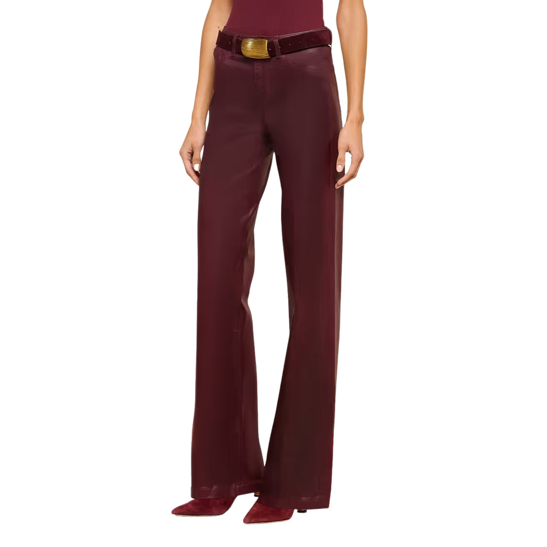 Clayton High Rise Wide Leg in Deep Sangria Coated