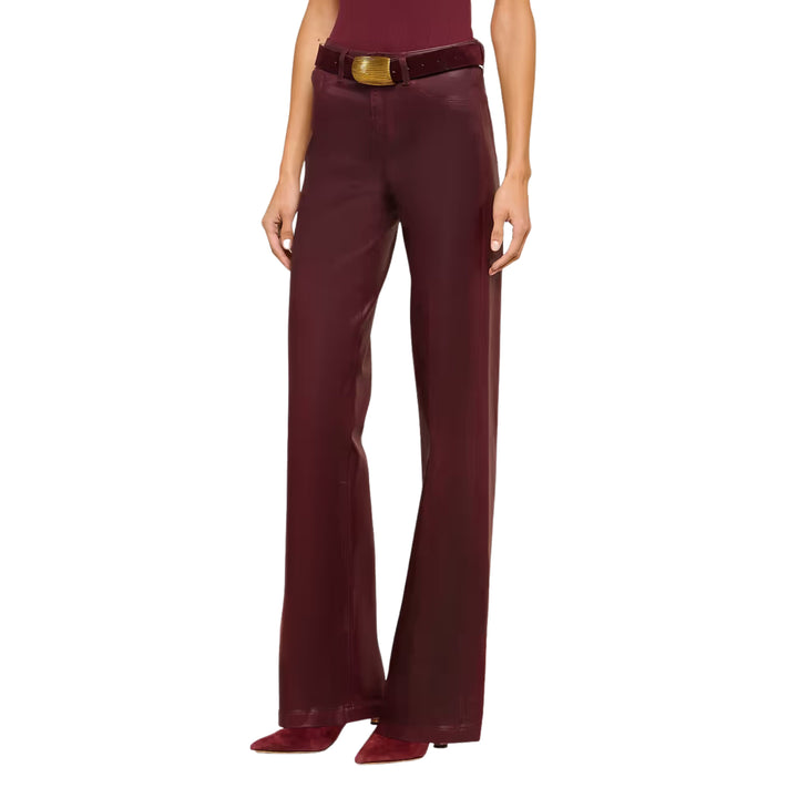 Clayton High Rise Wide Leg in Deep Sangria Coated