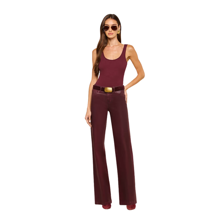 Clayton High Rise Wide Leg in Deep Sangria Coated