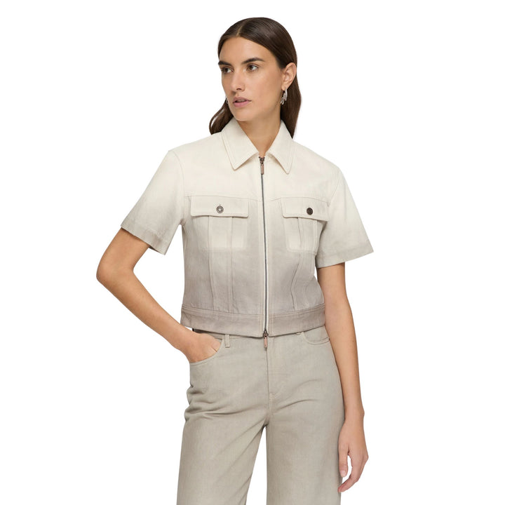Dip Dye Short Sleeve Zip Front Jacket