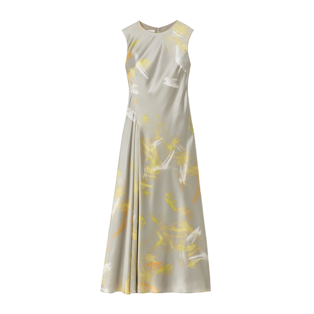 Pleat Front Asymmetric Dress