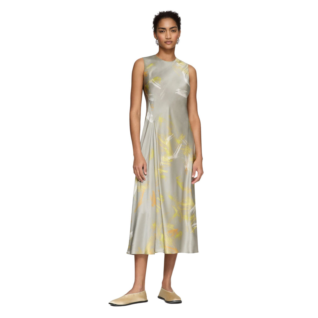 Pleat Front Asymmetric Dress