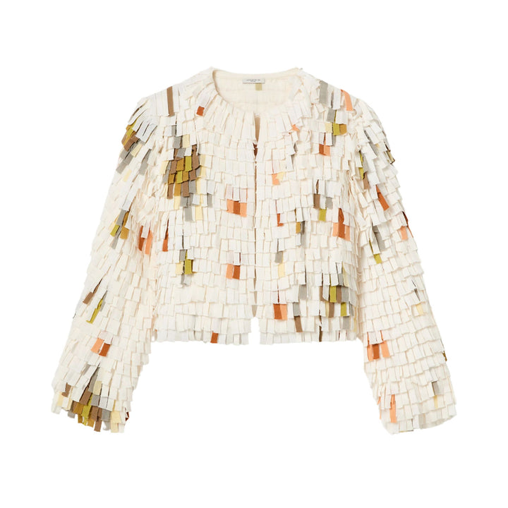 Collaged Fringe Cardigan