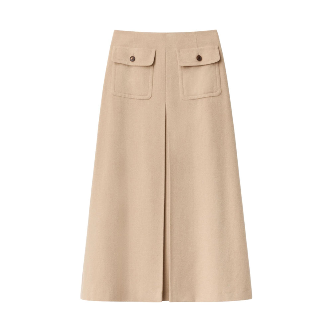 A Line Midi Skirt with Inverted Pleat
