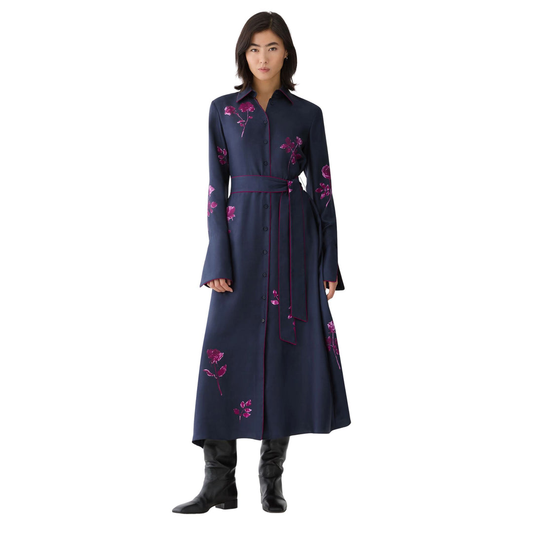Hidden Closure Shirtdress with Self Belt