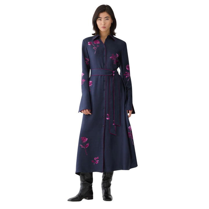 Hidden Closure Shirtdress with Self Belt