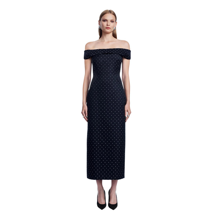 Polka Dot Jacquard Column Dress