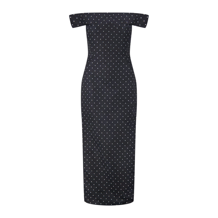 Polka Dot Jacquard Column Dress