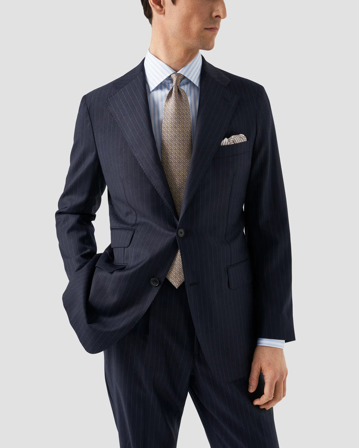 Light Blue Striped Elevated Contemporary Satin Shirt