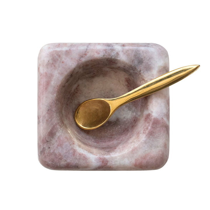 Marble Bowl with Brass Spoon