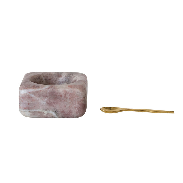 Marble Bowl with Brass Spoon