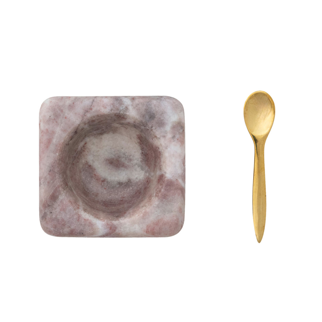 Marble Bowl with Brass Spoon