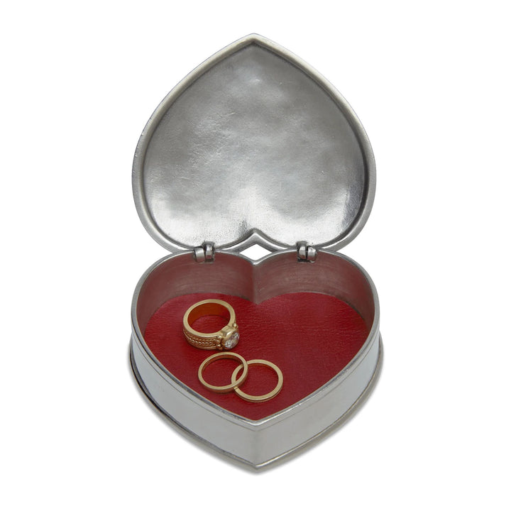 Lidded Heart Box with Red Leather Insert