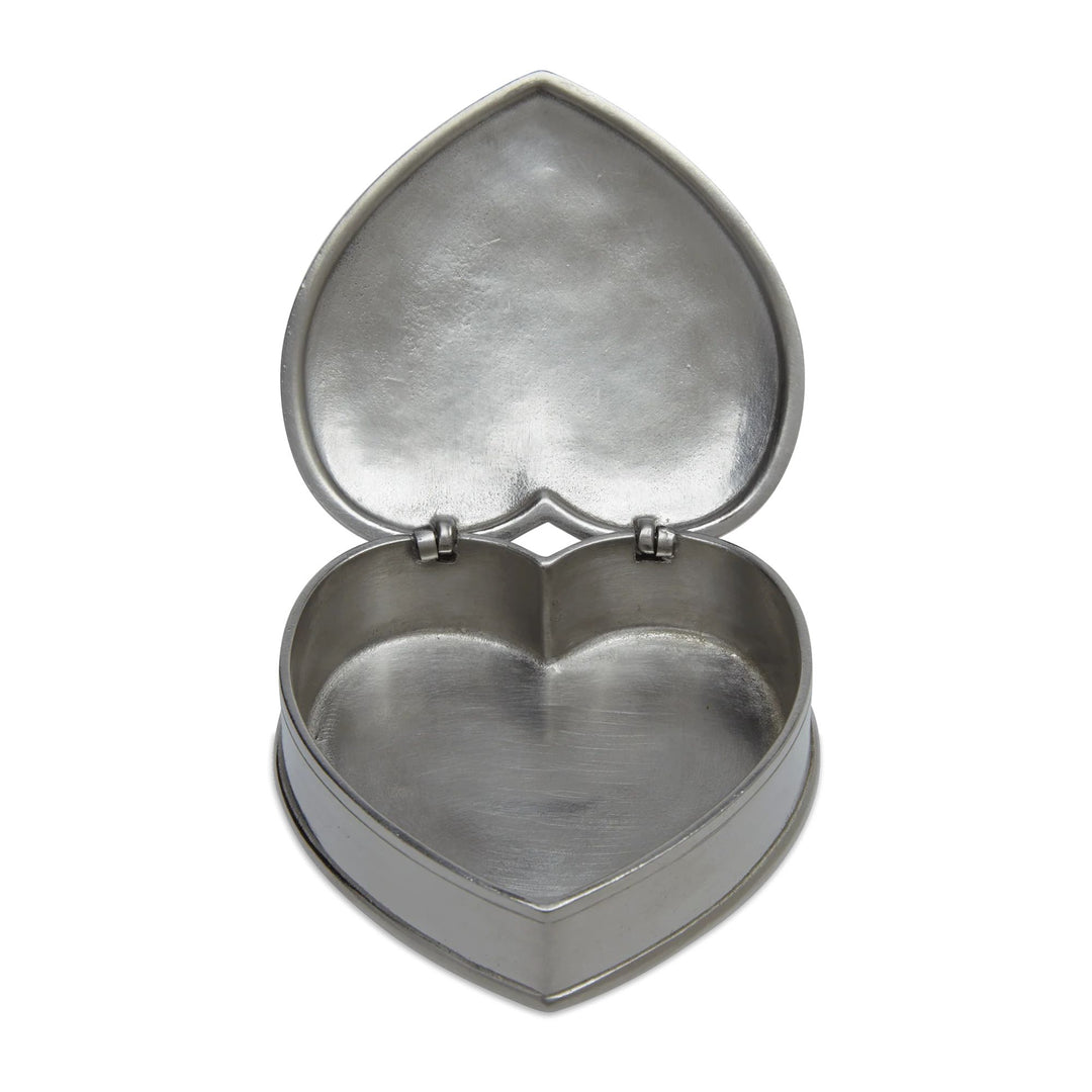 Lidded Heart Box with Red Leather Insert