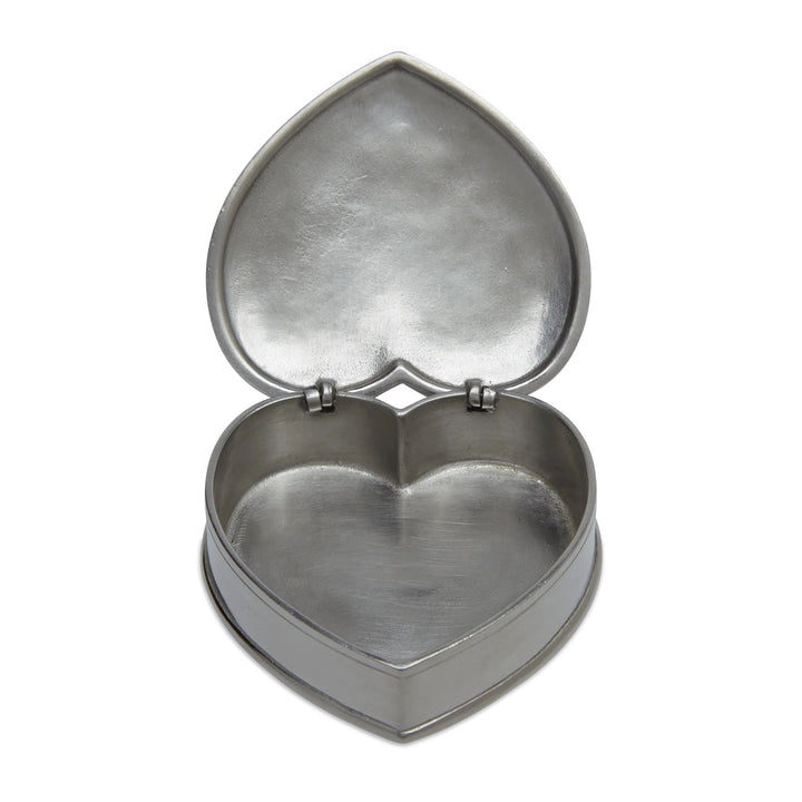 Lidded Heart Box with Red Leather Insert