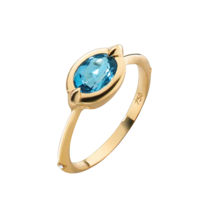 Points North YG ring with London Blue Topaz and Diamond