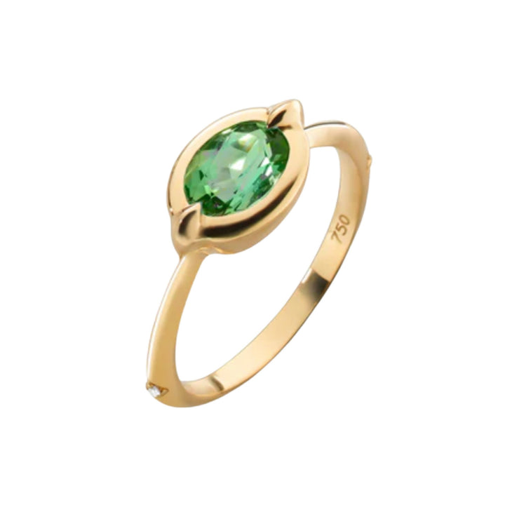 Points North YG Ring with Green Tourmaline and Diamond