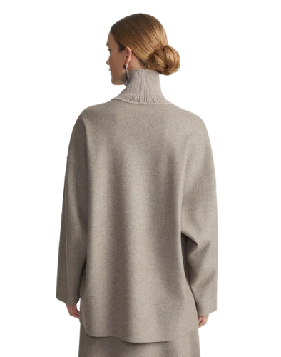 Responsible Wool-Cashmere Double Face Jersey Reversible Turtleneck