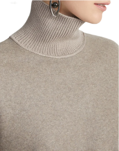 Responsible Wool-Cashmere Double Face Jersey Reversible Turtleneck