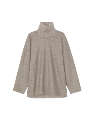 Responsible Wool-Cashmere Double Face Jersey Reversible Turtleneck