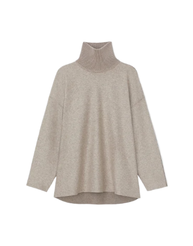 Responsible Wool-Cashmere Double Face Jersey Reversible Turtleneck