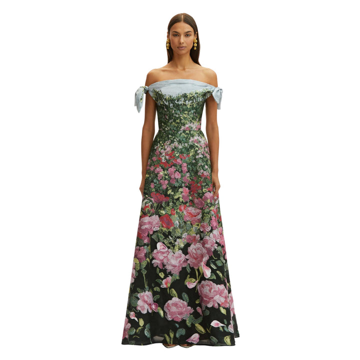 Sleeveless Drape English Rose Gown