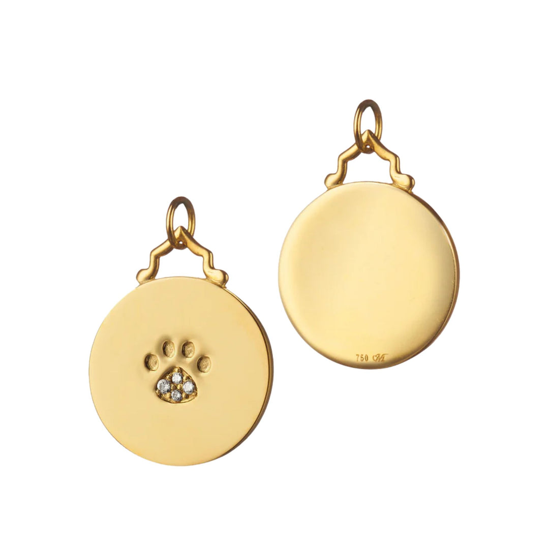 18k Gold Paw Print Disc