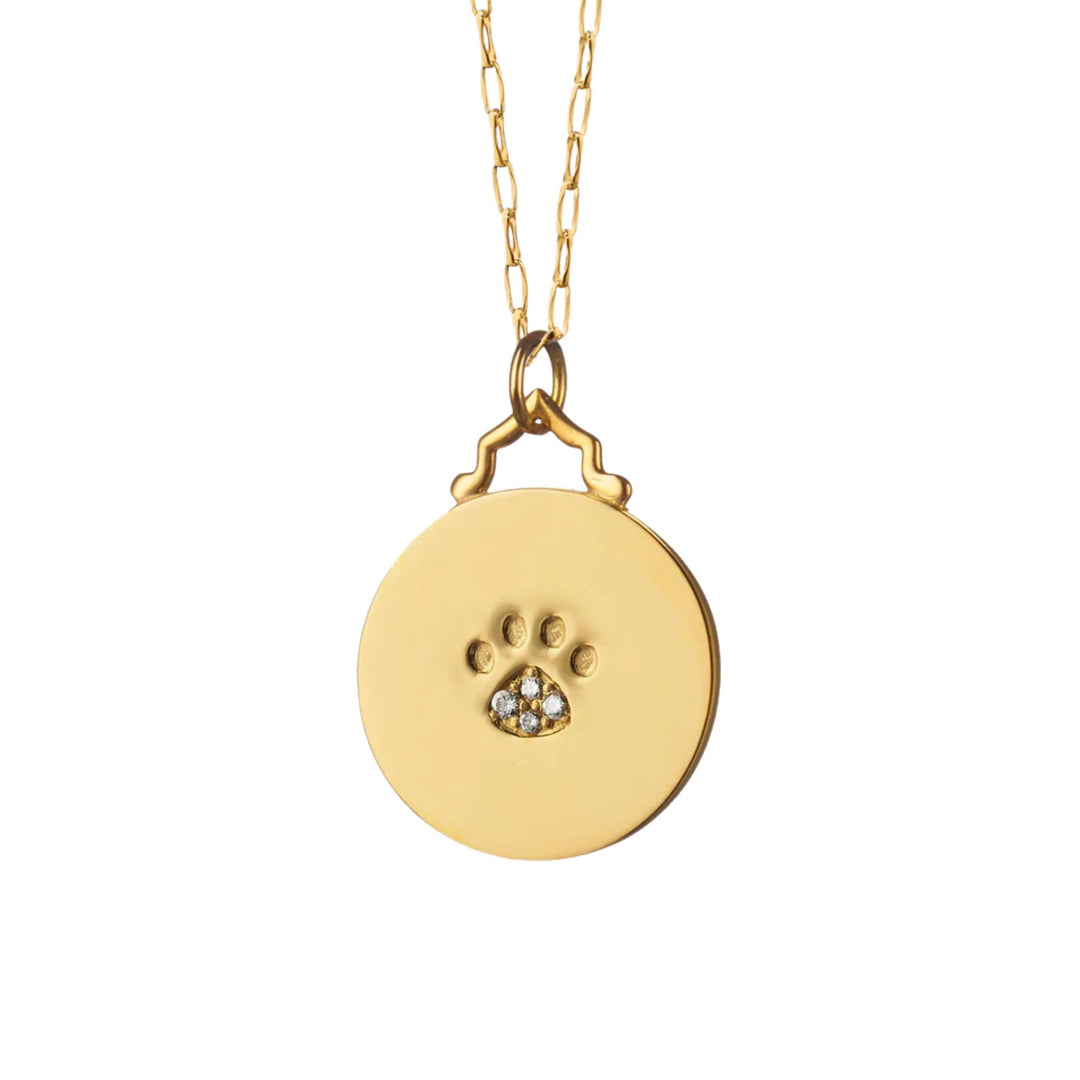 18k Gold Paw Print Disc