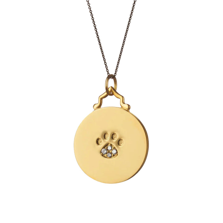 18k Gold Paw Print Disc