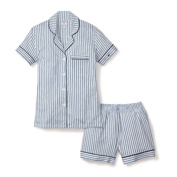Luxe Pima Navy French Ticking Short Sleeve Short Set