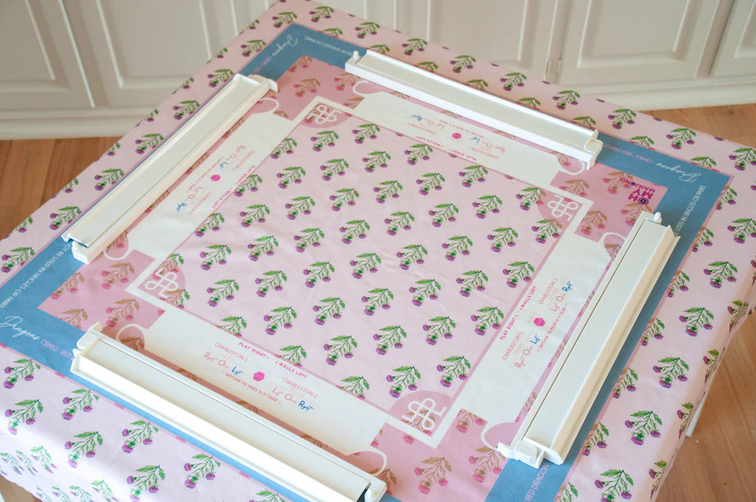 Pink Instructional Mahjong Tablecloth