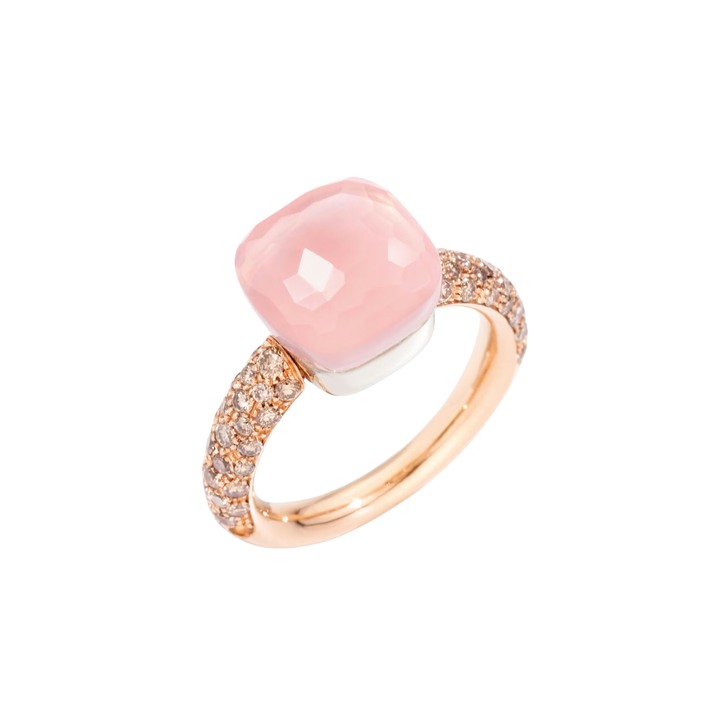 NUDO CLASSIC RING ROSE QUARTZ/CHALCEDONY/BRN DIA
