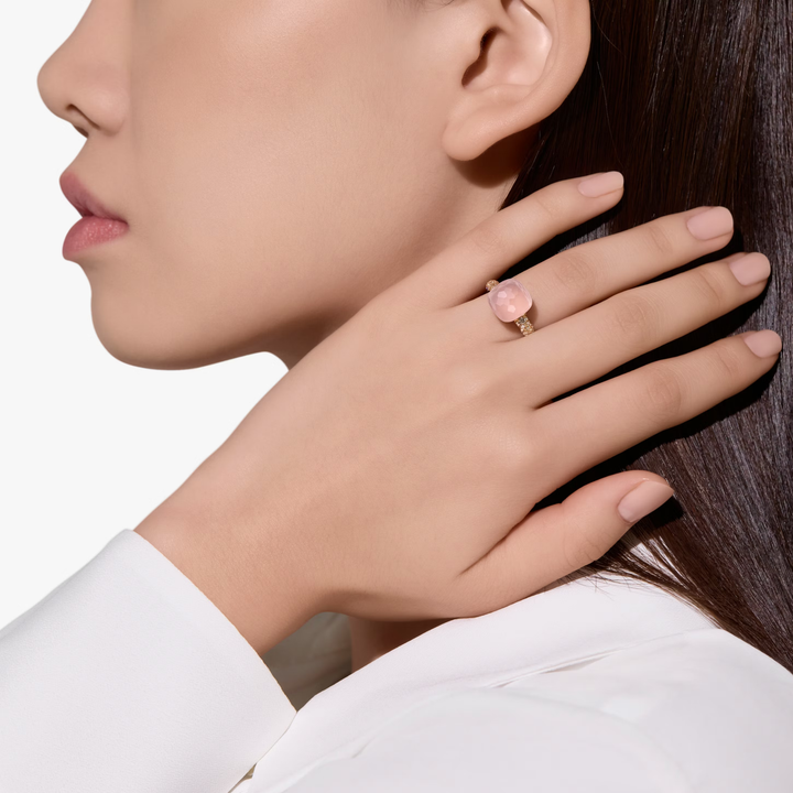 NUDO CLASSIC RING ROSE QUARTZ/CHALCEDONY/BRN DIA