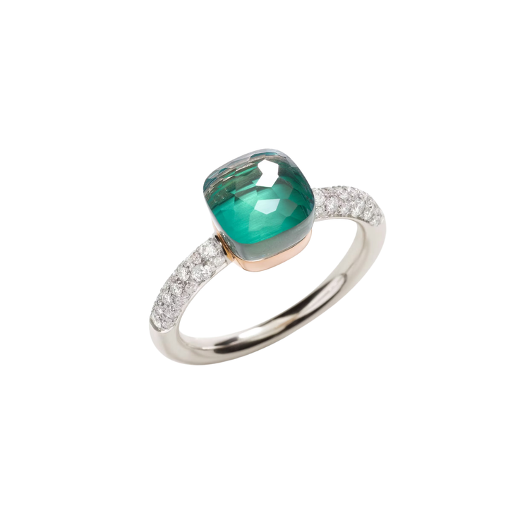 Ring Nudo Petit WG/RG Sky Blue Topaz/Agate Diamond