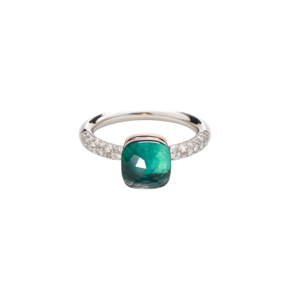 Ring Nudo Petit WG/RG Sky Blue Topaz/Agate Diamond