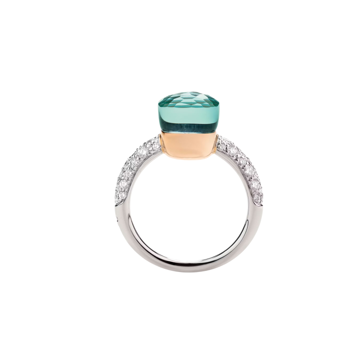 Ring Nudo Petit WG/RG Sky Blue Topaz/Agate Diamond