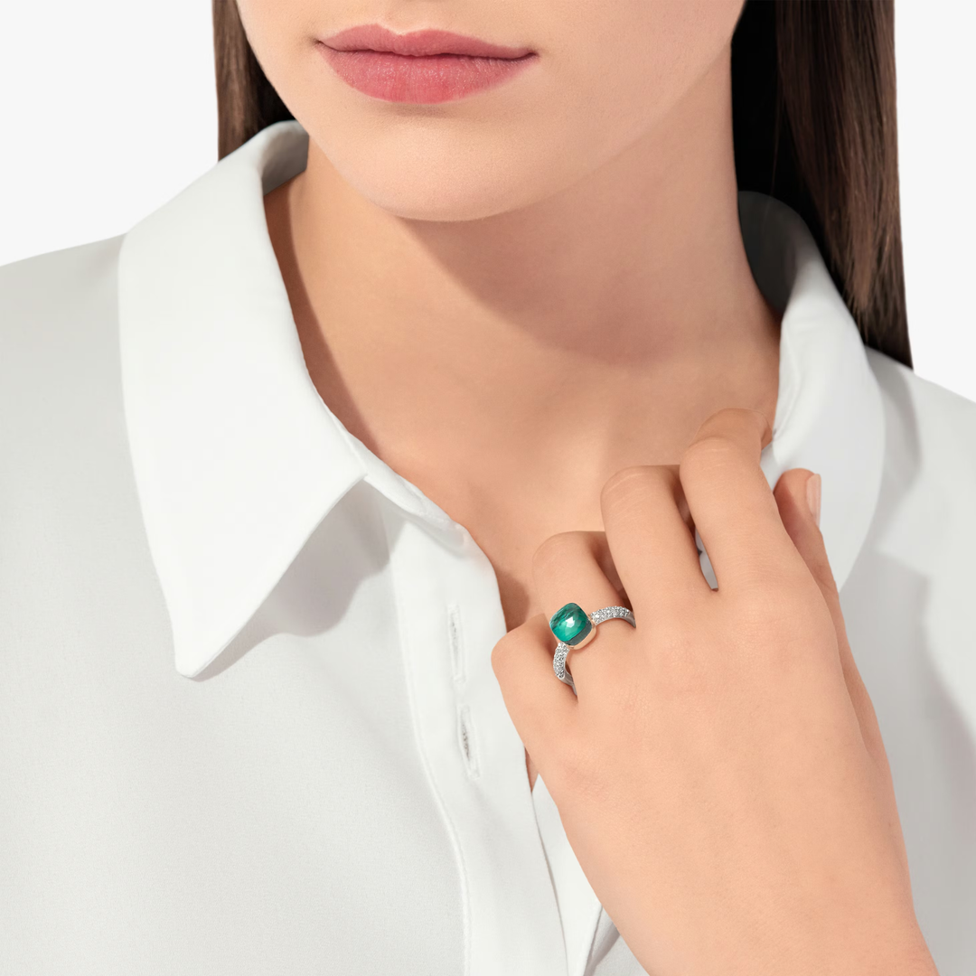 Ring Nudo Petit WG/RG Sky Blue Topaz/Agate Diamond