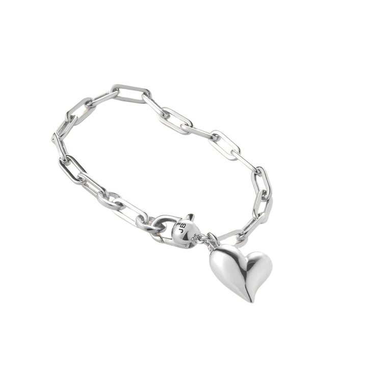 Puffy Heart Bracelet - Silver