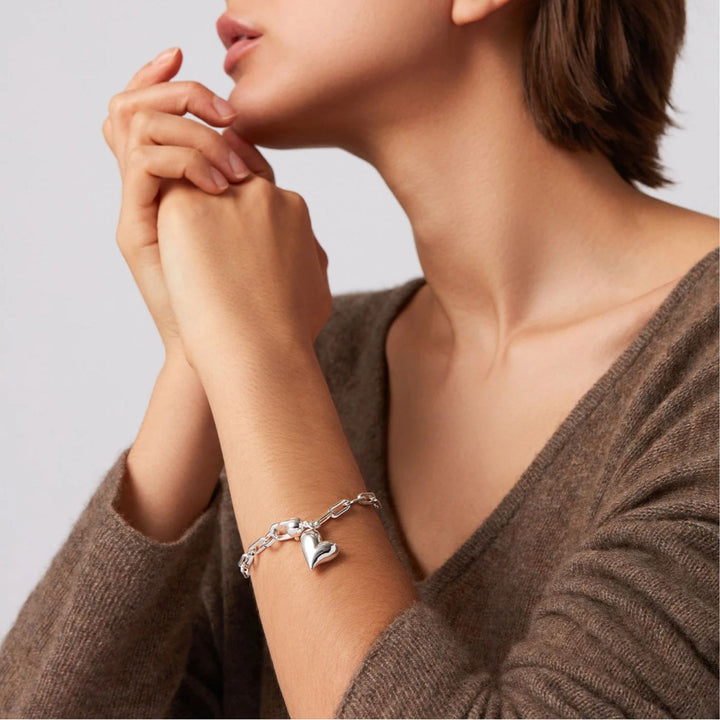 Puffy Heart Bracelet - Silver