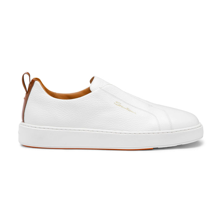 White Tumbled Leather Slip-On Sneaker
