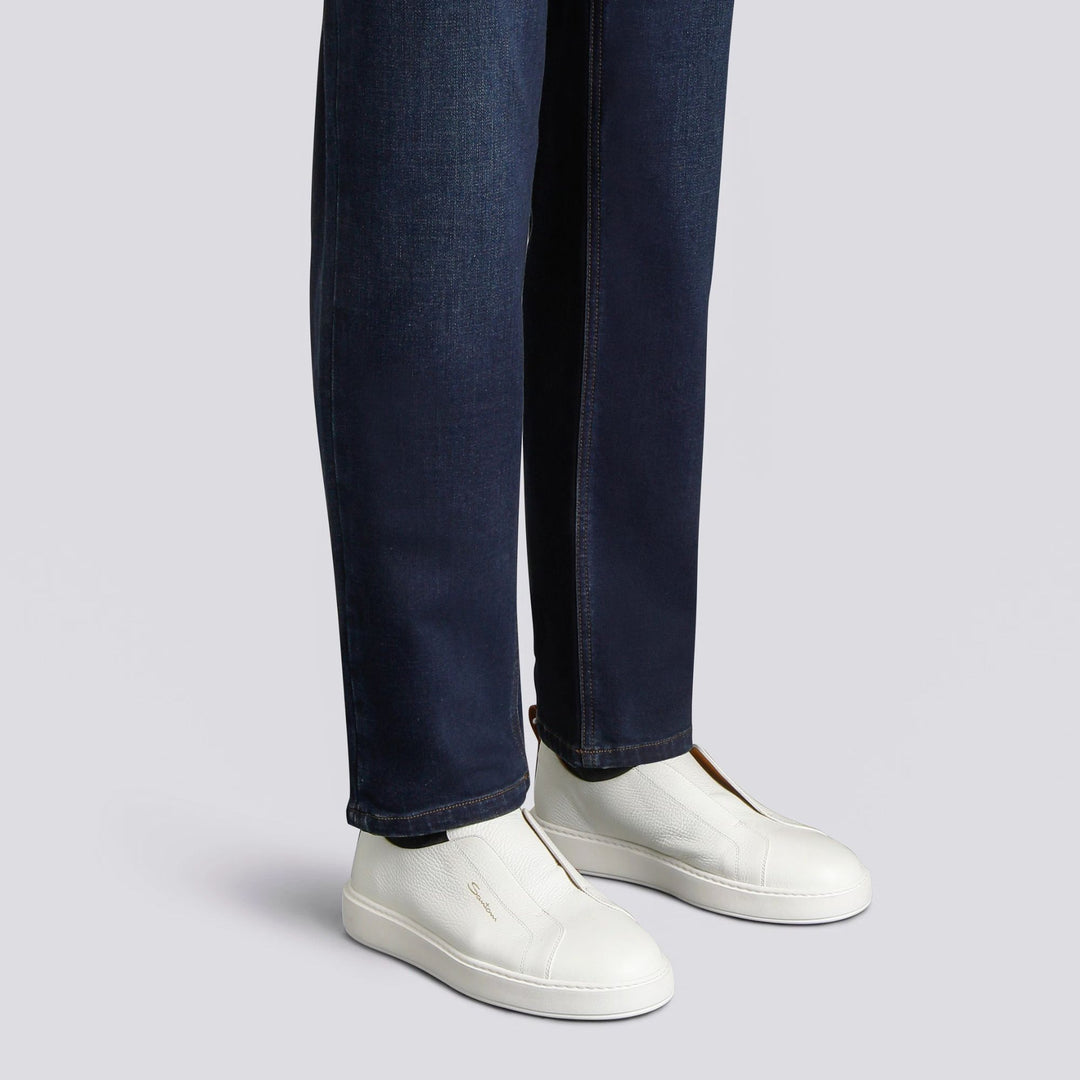 White Tumbled Leather Slip-On Sneaker