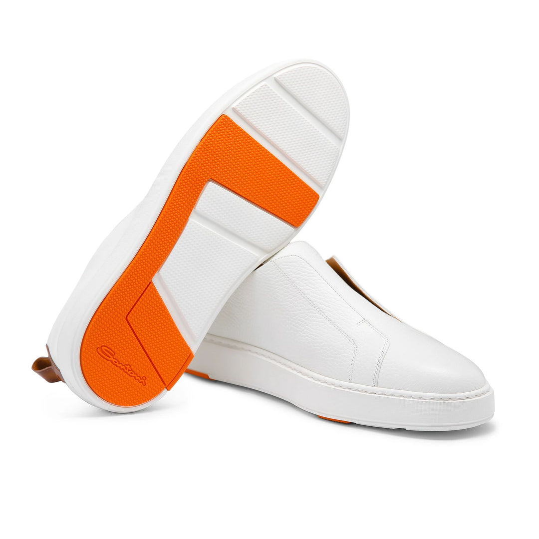 White Tumbled Leather Slip-On Sneaker