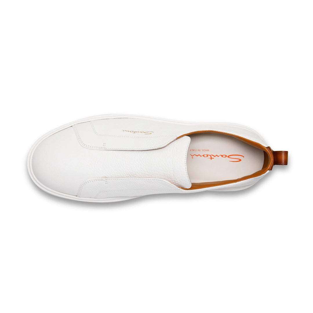 White Tumbled Leather Slip-On Sneaker