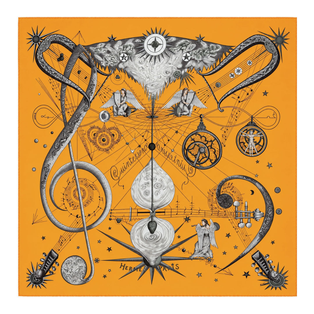 Hermès Quintessence 90 Silk Scarf in Orange