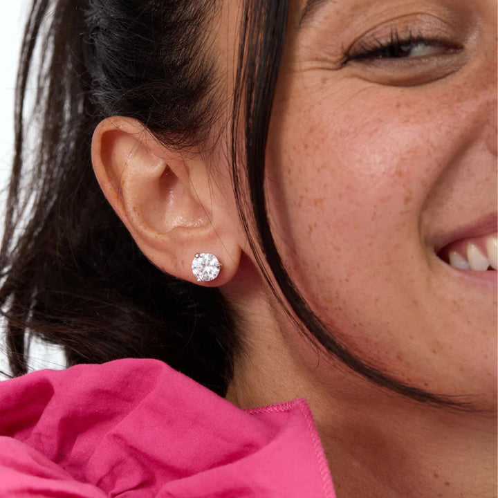 Not Your Basic 8mm Studs - Silver/White