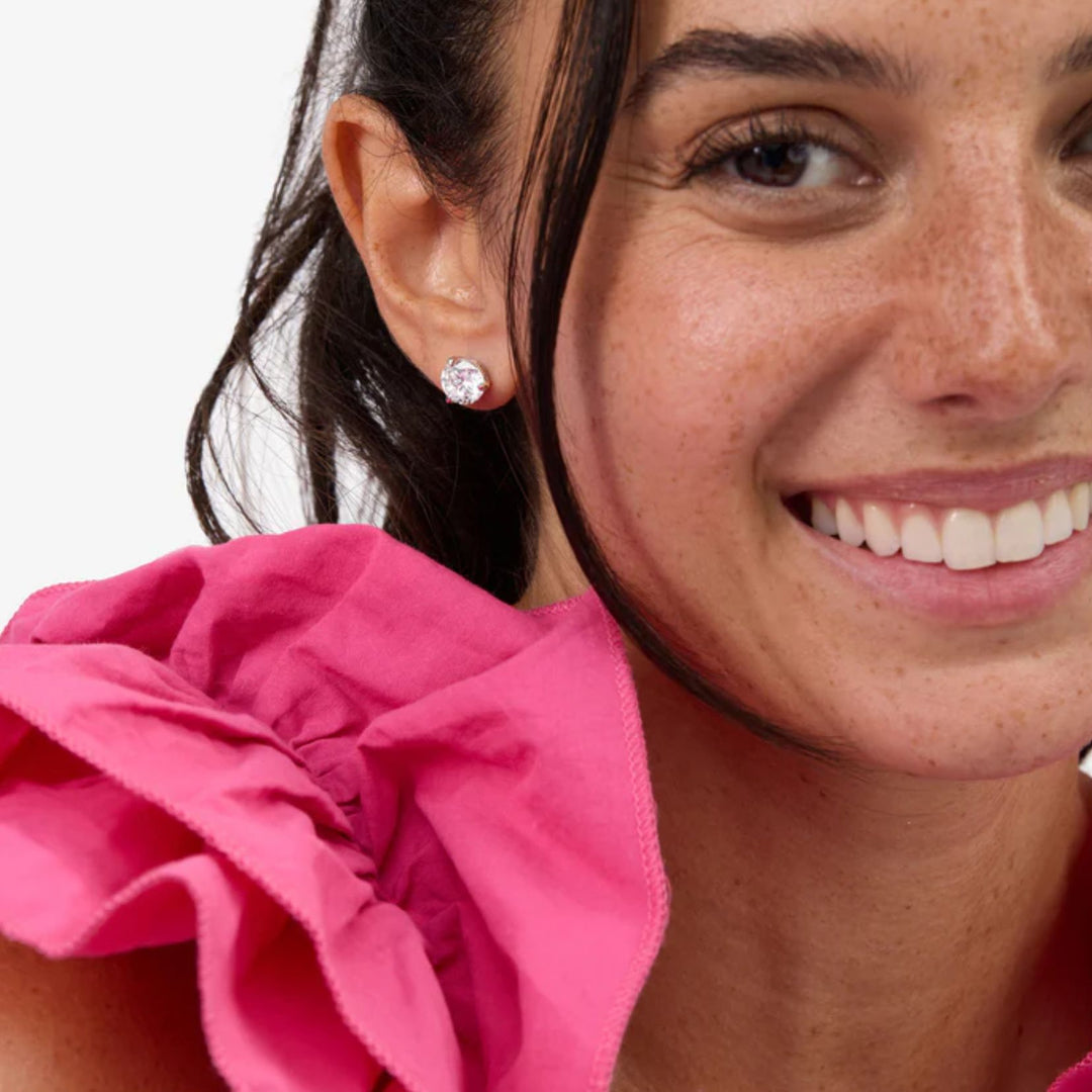 Not Your Basic 8mm Studs - Silver/White