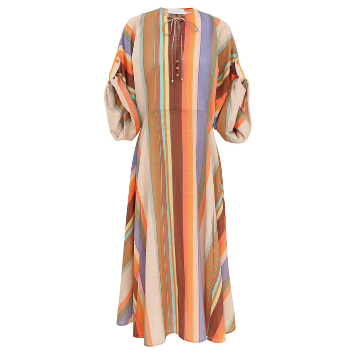 Solstice Tunic Midi Dress in Multi Stripe